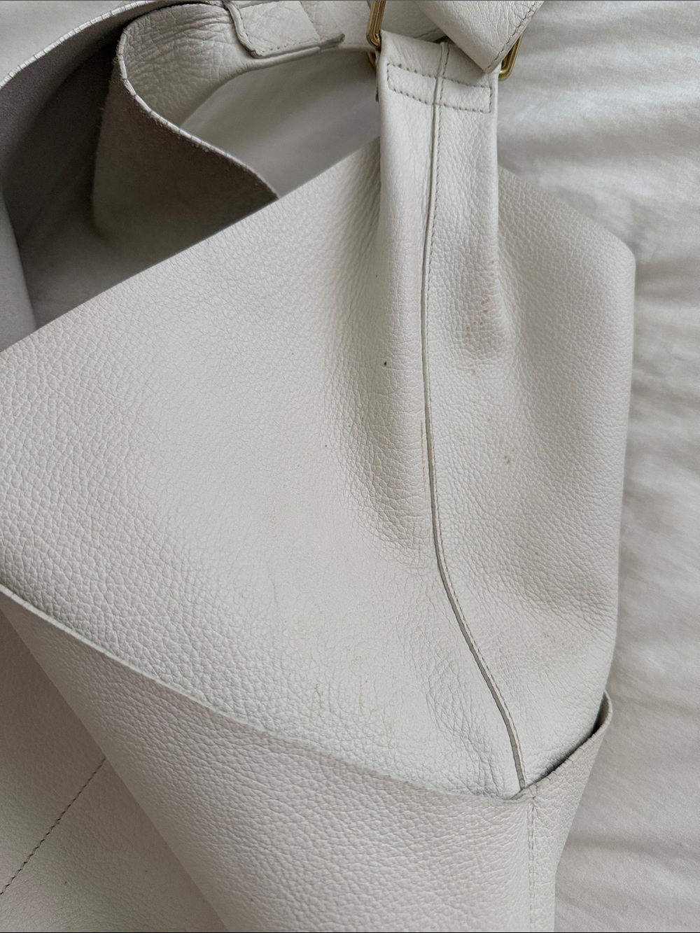 A.L.C. ALC Sadie Cream Leather Hobo Shoulder Bag with Pockets - Picture 12 of 15